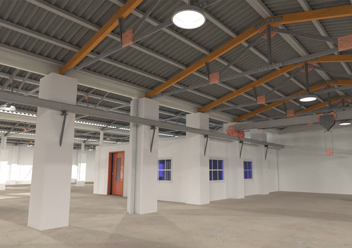 modelado 3D interior naves David Bugeda